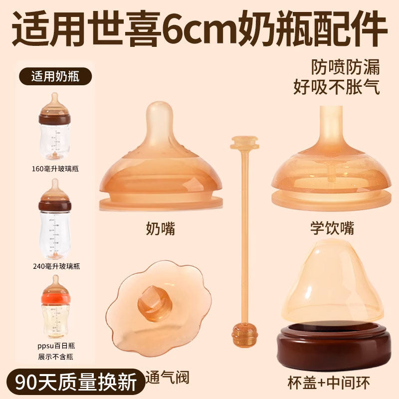 适用世喜玻璃奶瓶配件百日新生儿奶嘴鸭嘴吸管嘴重力球手柄保护套,婴童用品,奶嘴/安抚奶嘴,淘宝优惠券,粉丝福利购,淘宝优惠卷