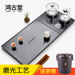 天然乌金石茶盘茶具套组家用全自动上水烧水壶一体电磁炉石头茶台