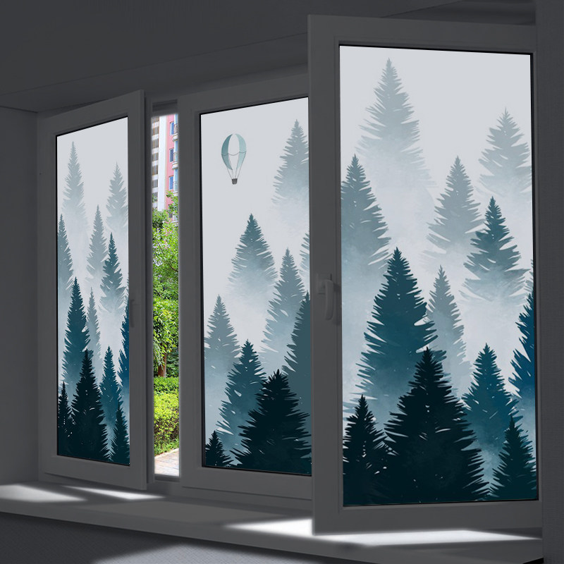中式山水画玻璃纸贴画全遮光玻璃窗防窥膜自粘镜子贴膜防晒隔热膜,家居饰品,玻璃膜/贴,淘宝优惠券,粉丝福利购,淘宝优惠卷