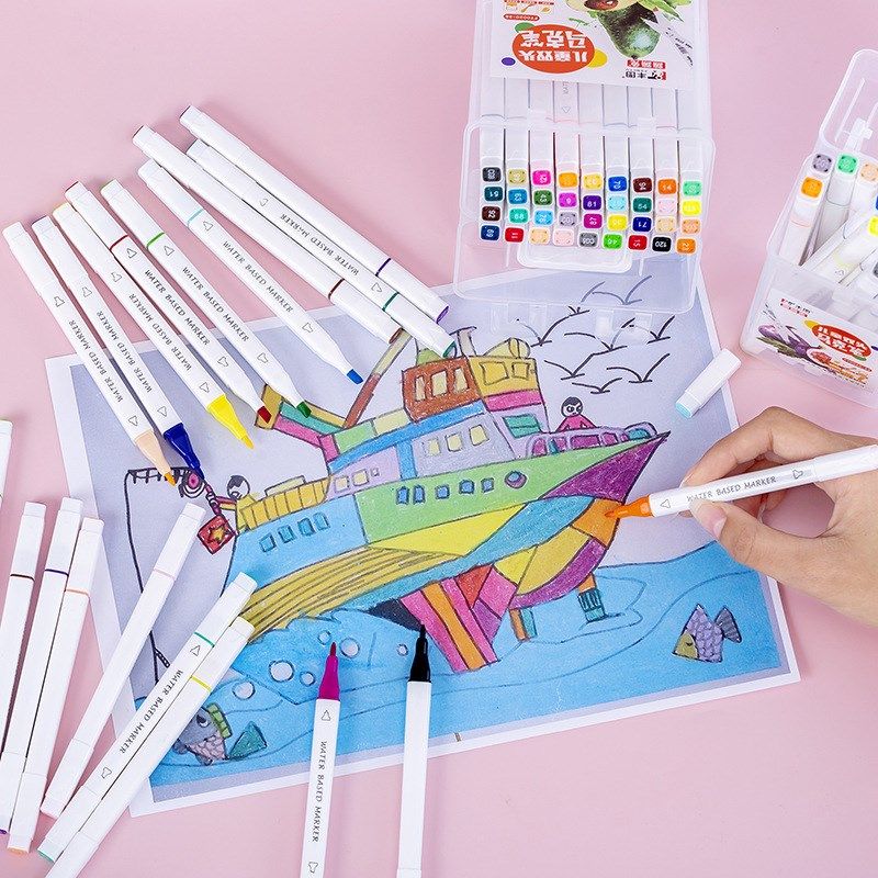 双头水性马克笔套装小学生绘画彩笔24色48色儿童美术彩笔开学文具,文具电教/文化用品/商务用品,马克笔,淘宝优惠券,粉丝福利购,淘宝优惠卷