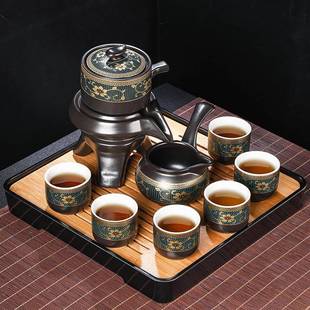家用客厅泡茶用品自动茶壶功夫茶杯小套轻奢高档 懒人石磨茶具套装