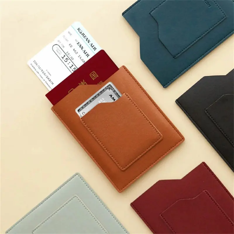 简约皮革卡包PU皮行李牌登机夹信用卡包出行本卡套