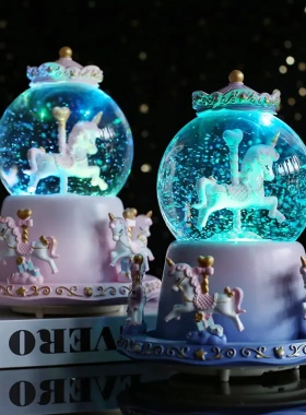 旋转木大号外转水晶球卡通八音盒女孩生日礼物少儿礼品摆件