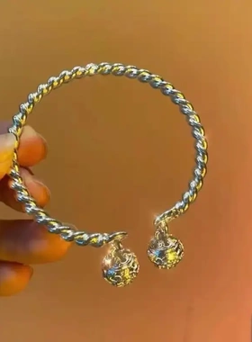 一步一响铃铛手镯女古风百搭闺蜜情侣新中式古法手环可调节手饰品