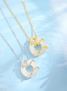 s925纯银何其有幸和田玉平安扣项链女银轻奢母亲节礼物送女友妈妈