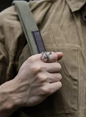 鱼触须戒指男士创意个性单身指环纯银时尚复古潮人小众设计尾戒