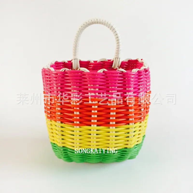 大量供应塑料手编挂篮可水洗小花篮厨卫沥水收纳储物篮量大质优