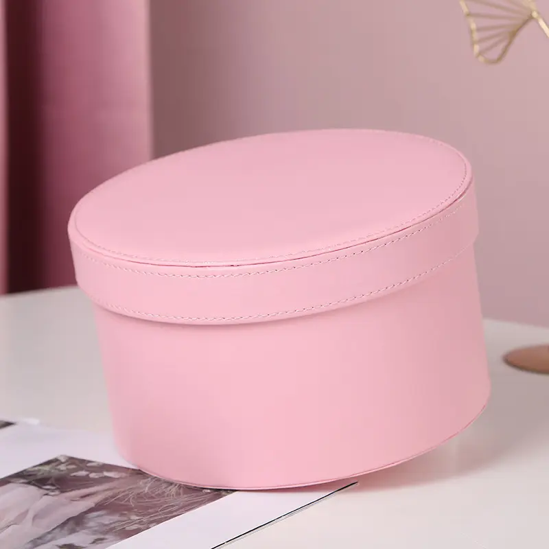 圆形皮质天地盖礼盒结婚伴娘盒花艺插花桶520礼物包装盒