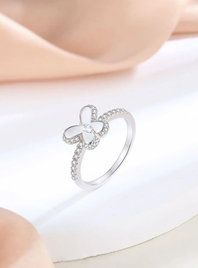 s925纯银戒指女高级感新款结排戒同款925银女戒轻奢