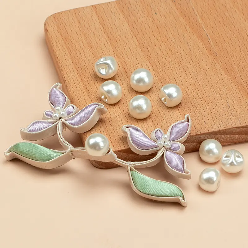 恒美合旗袍盘扣扣子珍珠兰花扣复古汉服手工编织硬条纽扣