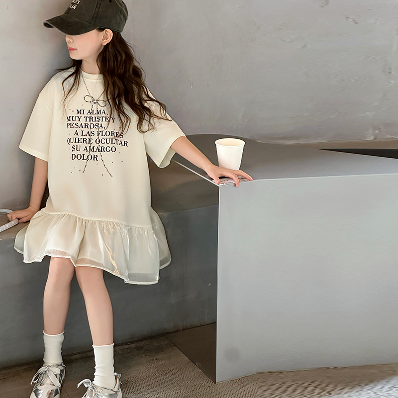 女童连衣裙夏季卫衣裙2025新款儿童裙子大童洋气公主裙休闲T恤裙