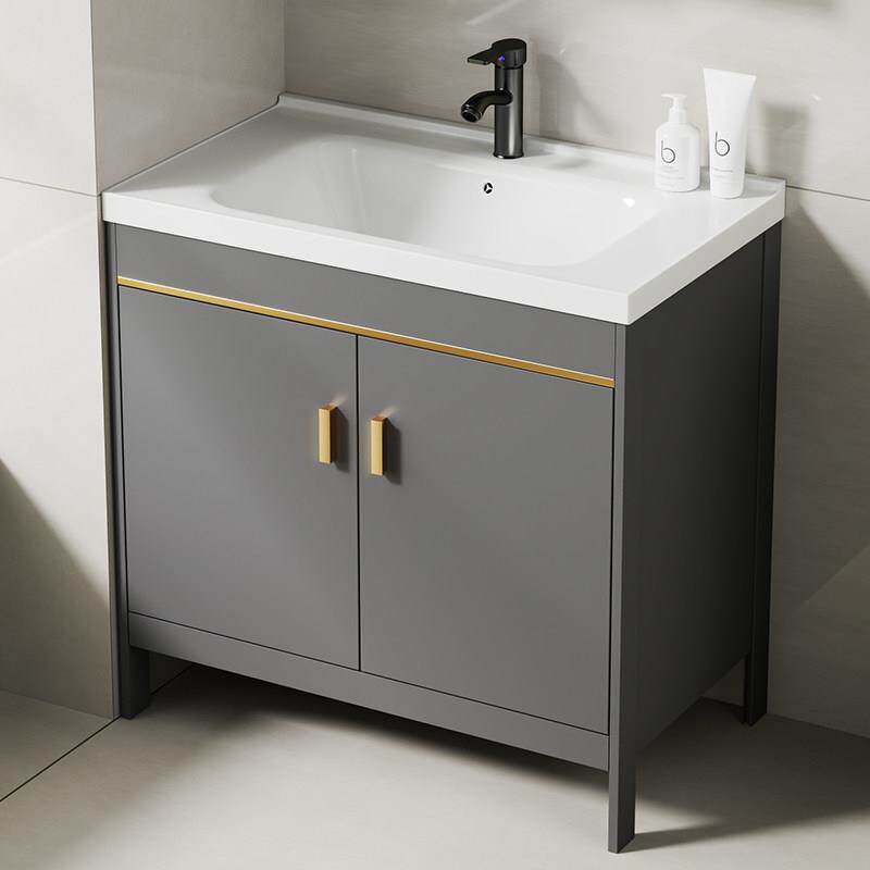 落地式浴室柜组合化妆室洗手盆陶瓷一体阳台洗漱台池太空铝洗脸盆