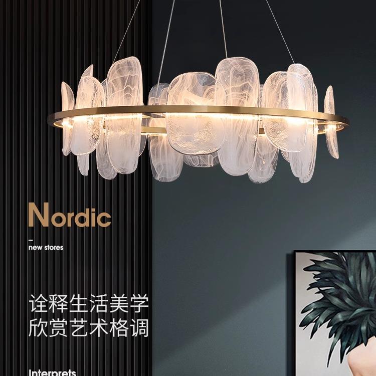 现代极简风轻奢超亮护眼简约餐厅客厅吊灯卧室软装创意水晶玻璃灯