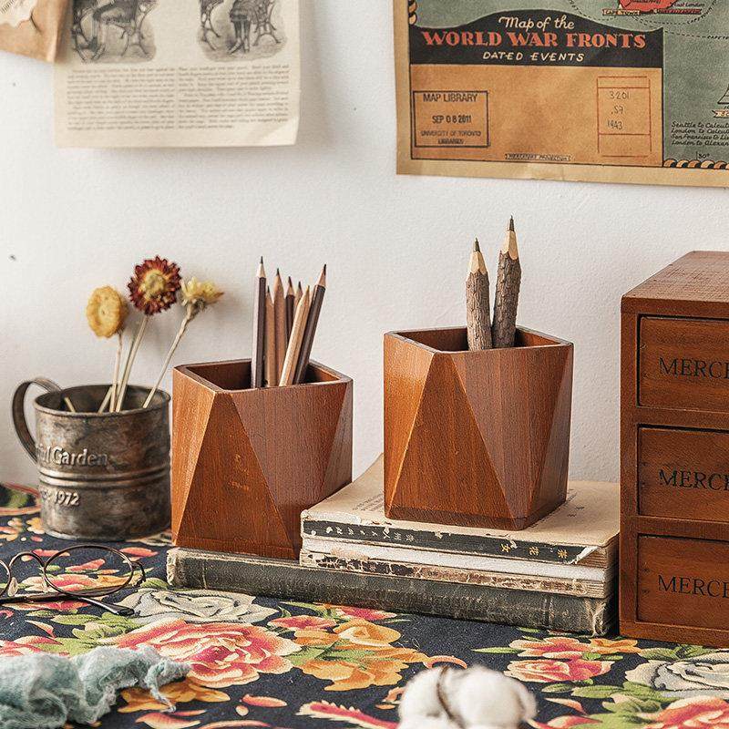 创意实木笔桶儿童笔筒办公室桌面木质收纳盒笔架女孩学生书桌摆件,收纳整理,笔筒,淘宝优惠券,粉丝福利购,淘宝优惠卷