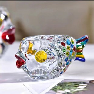 花瓶 炫彩彩色玻璃花瓶小鱼多肉花盆摆件金钱草绿萝水培器皿个性
