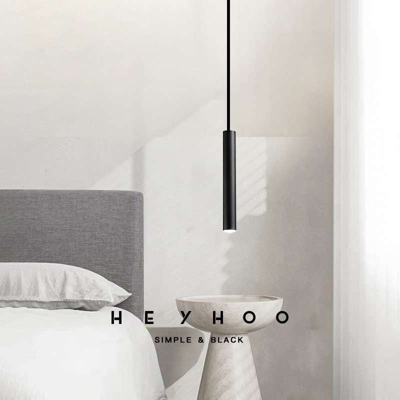 极简黑色全铜床头小吊灯高档卧室书房吧台设计师现代简约餐厅灯具