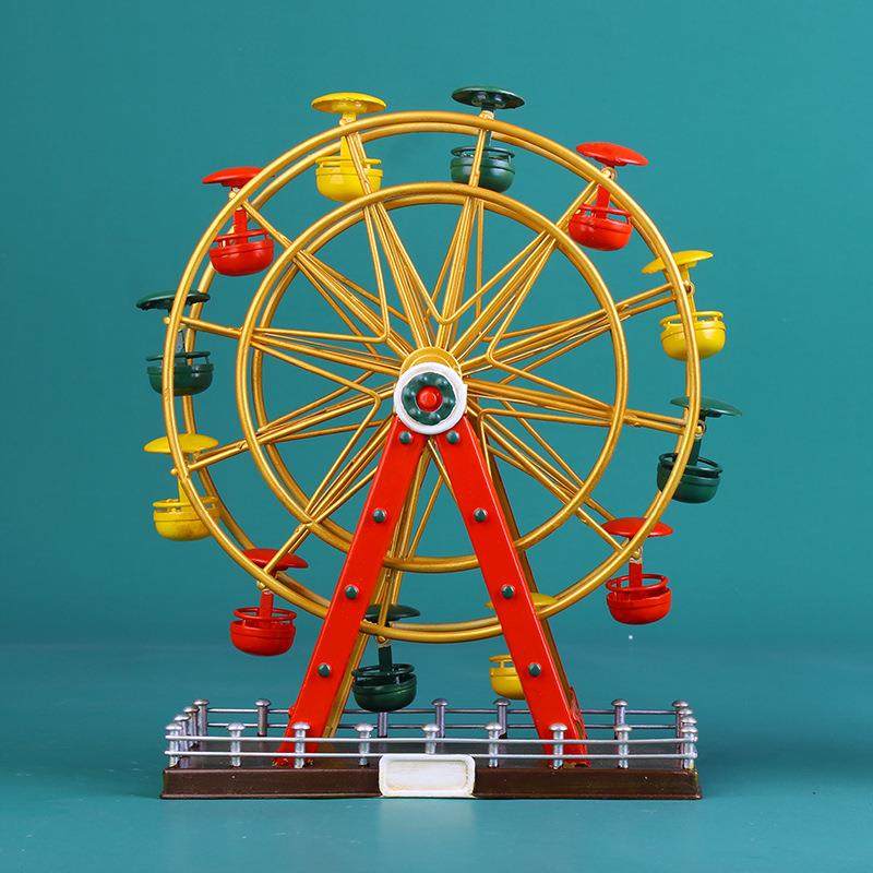 复古铁艺摩天轮创意家居客厅桌面装饰摆件店铺柜台工艺摆件