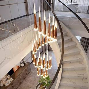 锤子旋转楼梯间复式楼挑高客厅吊灯轻奢别墅中空流星雨楼梯吊灯