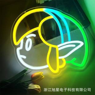 饰LED小夜灯电商 网红卧室游戏房装 新款 雕刻背板霓虹灯精灵款