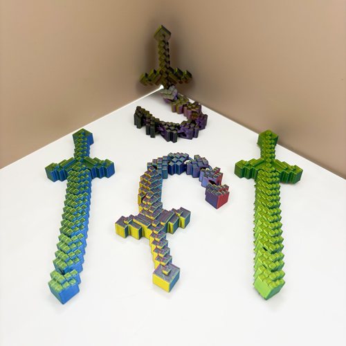 3d打印我的世界大剑模型可变形摆件关节可动儿童男女孩玩具礼物