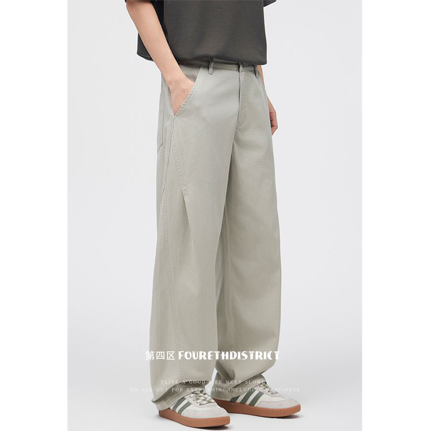 第四区2026春季新款直筒仿牛仔裤宽松显瘦休闲长裤百搭男女阔腿裤