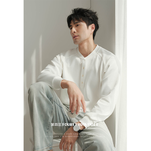 亨利领宽松长袖 第四区 美式 卫衣2025秋季 T恤 300g重磅空气棉男士