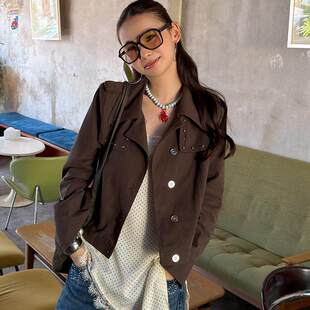 街头机车风重工铆钉短款 」 夹克风衣26W102 3.3春夏新品 「