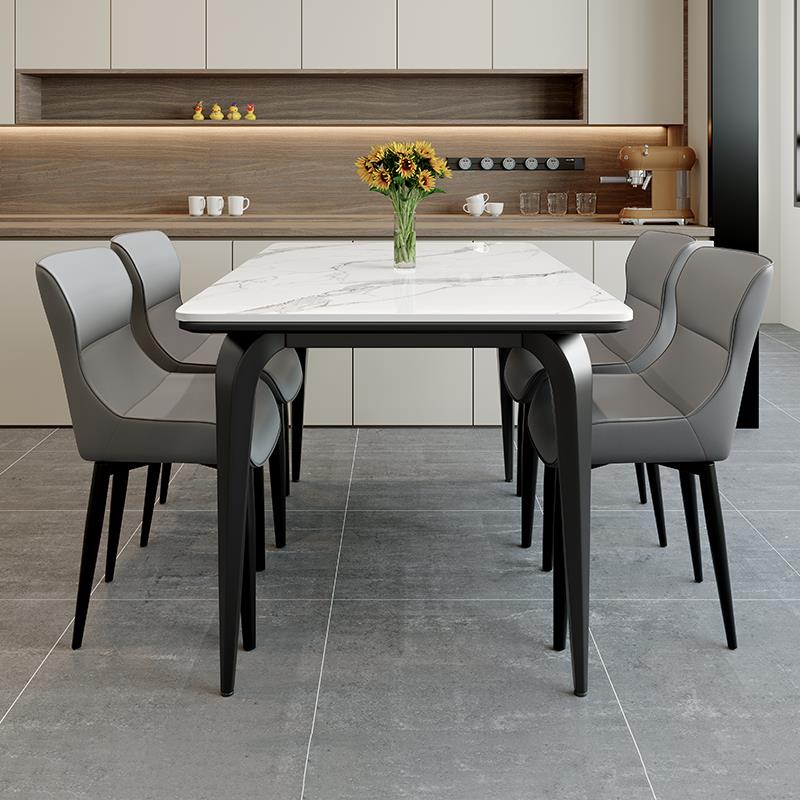 达芬奇意式轻奢岩板餐桌椅家用小户型现代简约长方形饭桌岩板餐桌