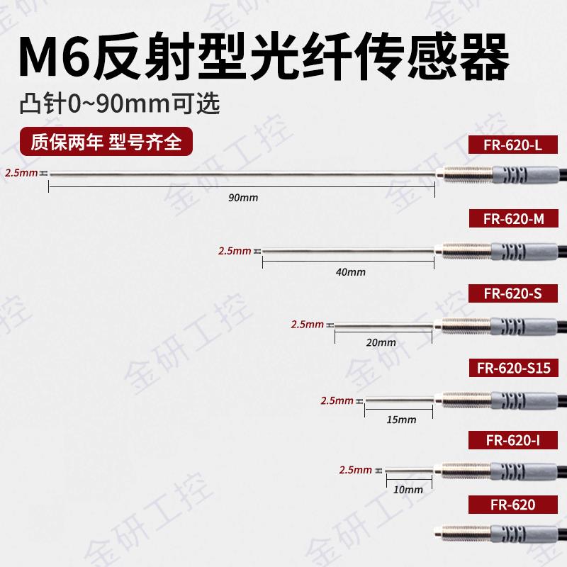 RIKO/瑞科FR-620-S5/I/S/M/L/TZ进口光纤线M6反射型光纤传感器