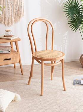 藤椅索耐特thonet美式法式覆古实木中古家用餐厅靠背椅子藤编餐椅