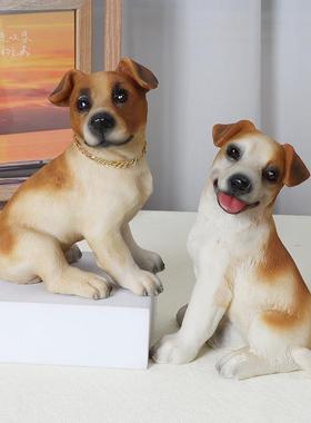 仿真杰克罗素梗小狗装饰摆件桌面模型治愈系花园玄关电视柜工艺品