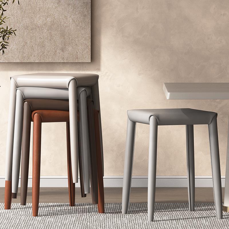 马鞍凳轻奢凳子家用可叠放独凳餐厅椅子店铺备用小方凳软包餐桌凳