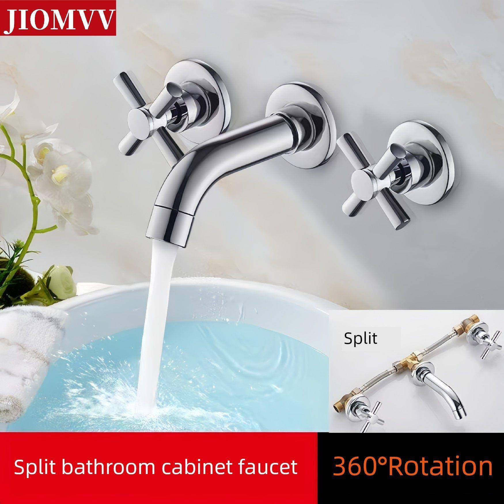 浴室柜分体式水龙头面盆墙内交叉双把手三孔三件套全铜冷热水龙头,家装主材,面盆龙头,淘宝优惠券,粉丝福利购,淘宝优惠卷