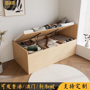 定制实木香港小户型工人房儿童半高床储物收纳衣柜液压气撑单人床
