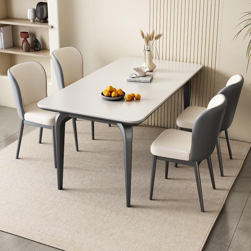 轻奢极简岩板餐桌椅组合现代简约家用小户型长方形客厅西餐桌饭桌