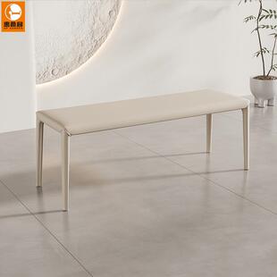 马鞍皮长凳皮凳意式极简长方形换鞋凳条凳简约家用餐椅凳子床尾凳