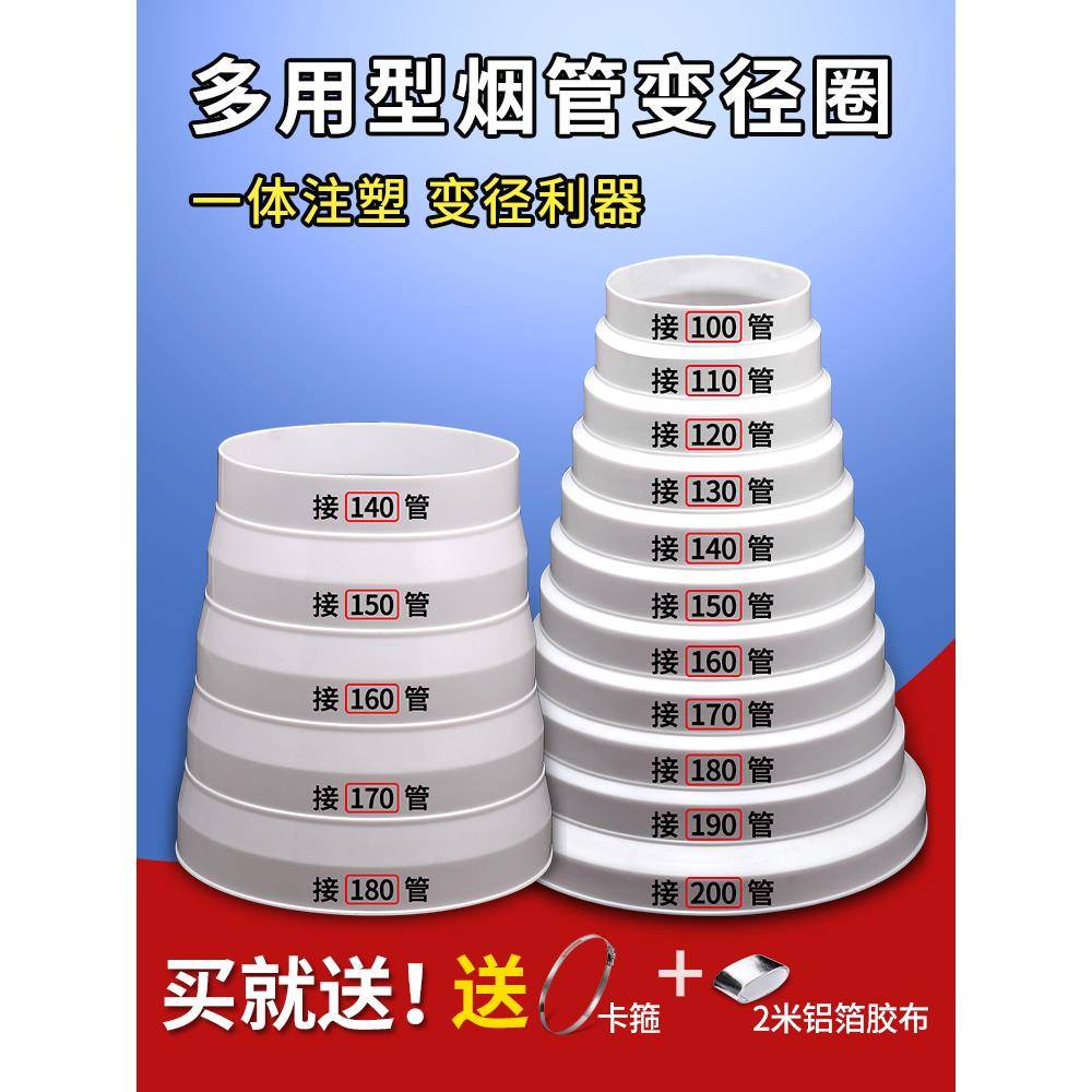 抽油烟机减径环排气管转换接头烟管减径接头大小头转换头烟管减径