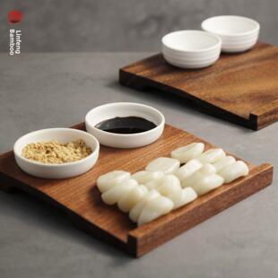 韩国冷年糕木托盘咖啡托盘覆古蘸酱点心托盘商业糯米年糕托盘韩国