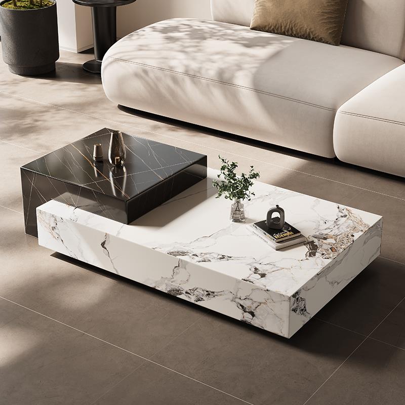 现代简约岩板茶几客厅家用高级感设计师款小户型高端轻奢伸缩茶桌