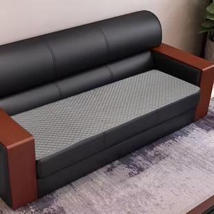 亚麻皮沙发垫办公室坐垫组合单双三人位彩麻纯色防滑垫子四季通用