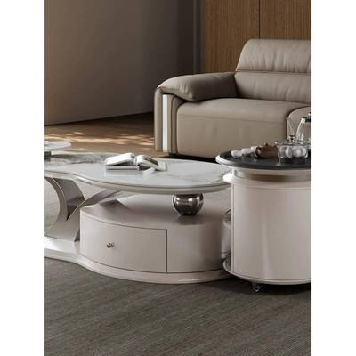 现代轻奢功夫茶几岩板面客厅家用简约创意移动组合茶台桌泡茶一体