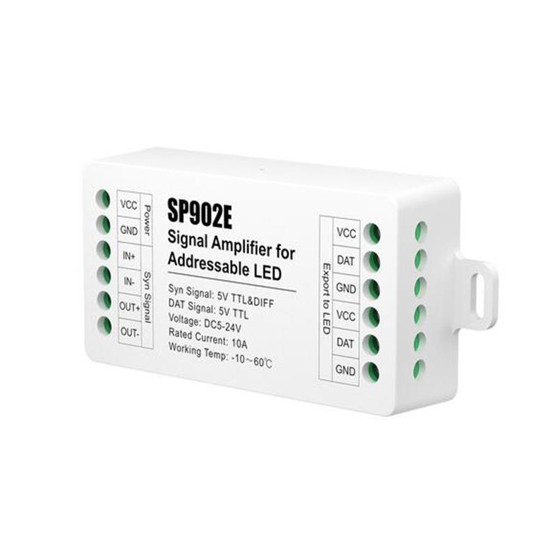 SP902E 全彩LED灯带信号同步放大器 WS2811 WS2812B 幻彩流水灯带
