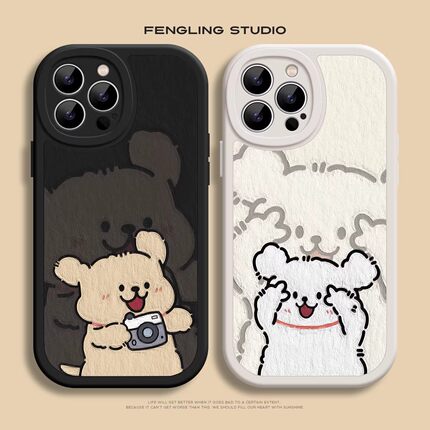 线条小狗适用opporeno15c手机壳reno14/13/12/11/10情侣findx9pro新款8/7女a6外壳a5x简约a3活力版k13turbo