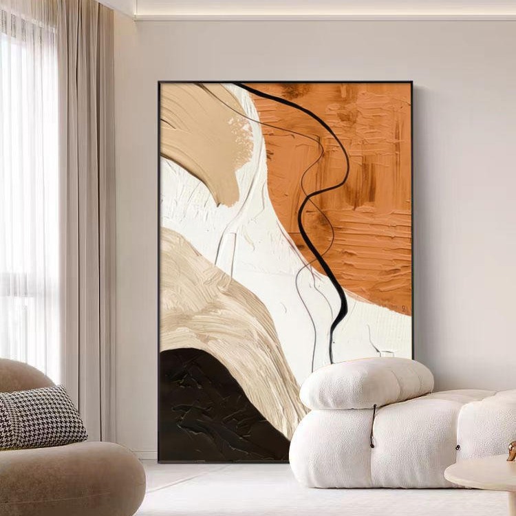 沙发背景墙装饰画高级感现代简约风客厅挂画铝合金框落地画厂