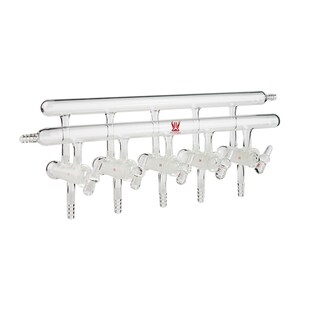 天津诚盛双排管真空气体分配器实心节门塞M28化学实验室玻璃仪器