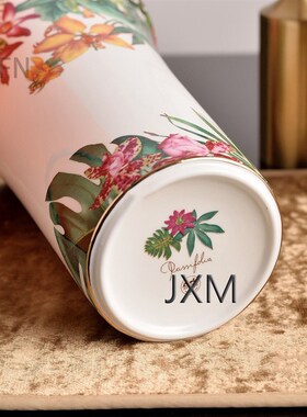 现代美学热带雨林花瓶骨瓷轻奢花瓶摆件客厅插花简约陶瓷餐桌高级