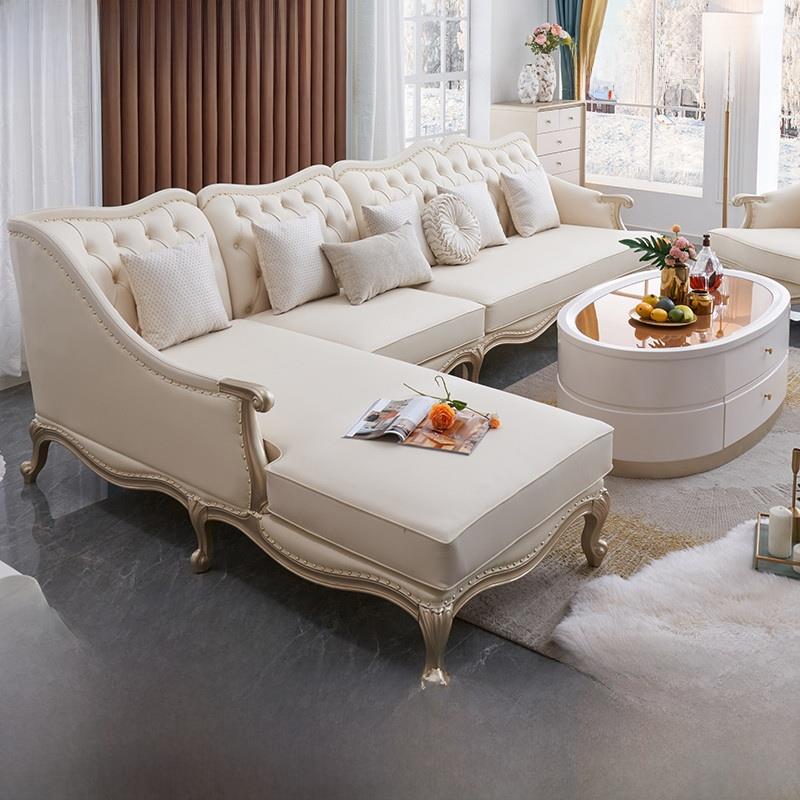 美式轻奢沙发大户型客厅现代简约豪华转角贵妃欧式法式真皮沙发