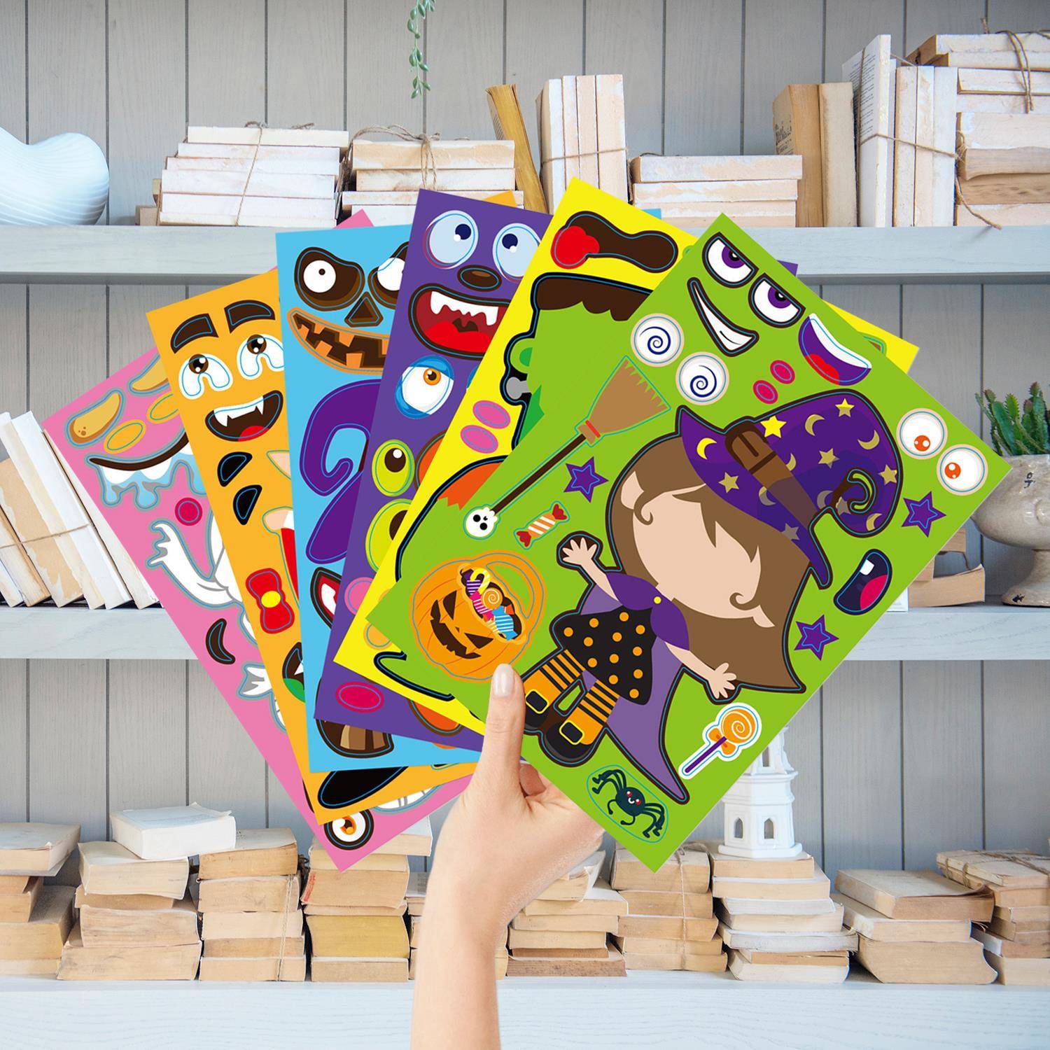 Halloween万圣节小怪物动漫卡通亲子互动益智拼图贴纸DIY手账贴纸