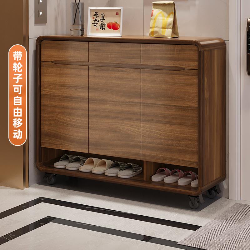 全实木门外走廊过道鞋柜家用门口外楼道可移动带万向轮子储物柜