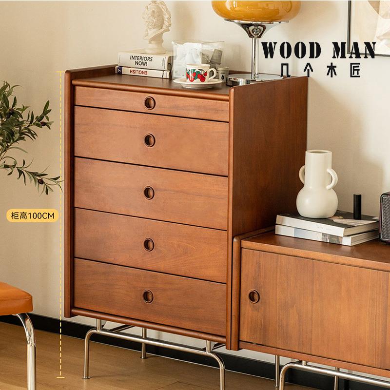 简约实木五斗柜北欧复古卧室客厅储物抽屉收纳大容量沙发电视边柜